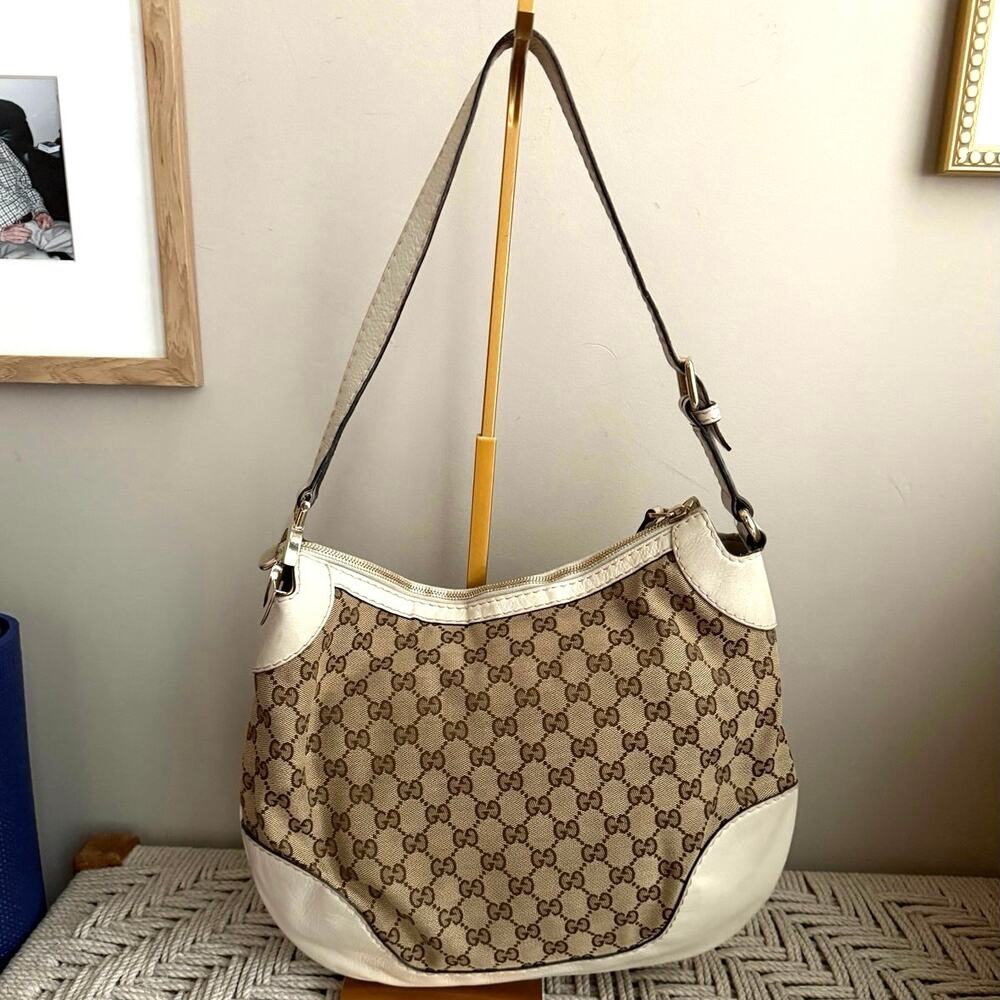 Gucci Vintage Canvas and Leather Shoulder Bag
